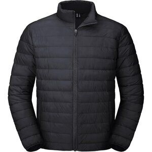 Mens Balck Stand-Up Collar Water Resistant Outerwear Quilted Puffer Jacket